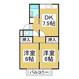 ベル・コーポ 2階2DKの間取り