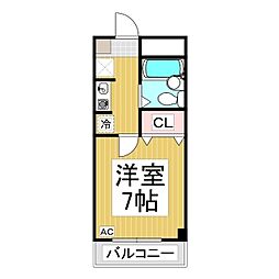 平林ピア　III 3階1Kの間取り