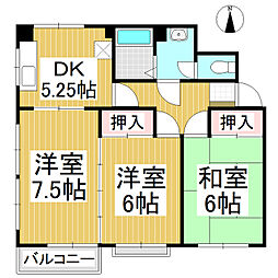 さがべいハイツ 4階3Kの間取り