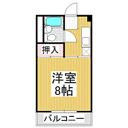 コーポニシナ 3階1Kの間取り