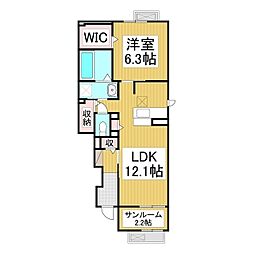 グランドハウス上駒沢 1階1LDKの間取り