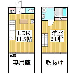 ｕｎｏ 1階1LDKの間取り