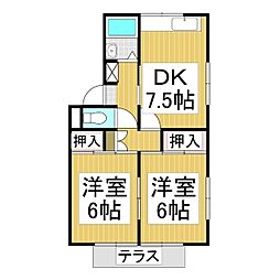 ベル・コーポ 1階2DKの間取り