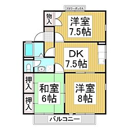 ライブタウン風間 1階3DKの間取り