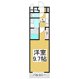 仮）コンチェストIII稲葉 3階1Kの間取り