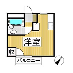 コーポ松岡ベース 2階ワンルームの間取り