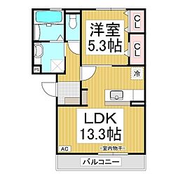 ペルソワール高田 1階1LDKの間取り