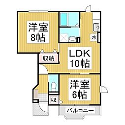 ステイブル 1階2LDKの間取り