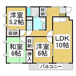 パレスモンタナ 2階3LDKの間取り