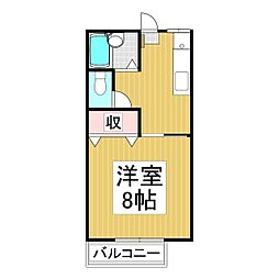 コーポ要 2階1Kの間取り