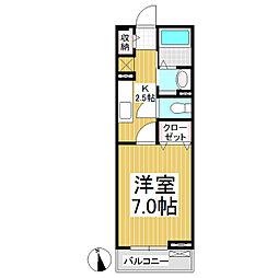 アビイ・ロード 2階1Kの間取り
