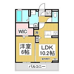 シャルマン栗田 1階1LDKの間取り