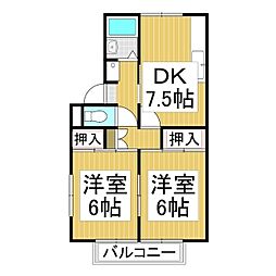 ベル・コーポ 2階2DKの間取り