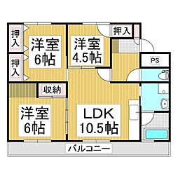 サンライト高田 3階3LDKの間取り