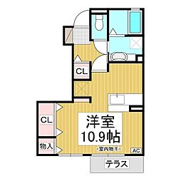 チャス　レジデンス　I 1階ワンルームの間取り