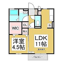メゾン・ド・ポミエ 2階1LDKの間取り