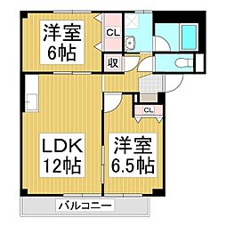 グランデ神田 2階2LDKの間取り