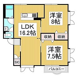 フレグランスITO 1階2LDKの間取り