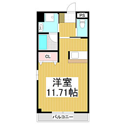 ニューマロンビル 3階ワンルームの間取り