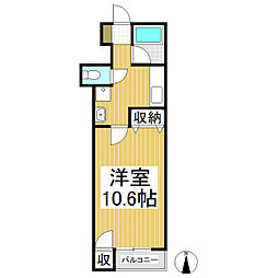 第2コーポシモダ 2階1Kの間取り