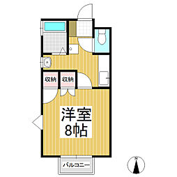 リバティー平林 1階1Kの間取り