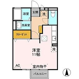 藤Linden 1階ワンルームの間取り