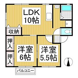 コーポあずま 2LDKの間取図画像