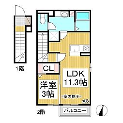 蔵谷ハイツ 1LDKの間取図画像