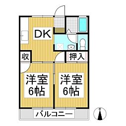 セジュール塚田C 2DKの間取図画像