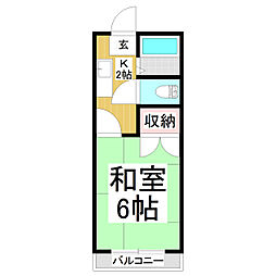 ブルーハイツ 1Kの間取図画像