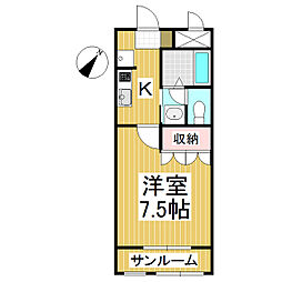 パーソナル桑の花 1Kの間取図画像