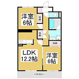 ライフコア中千田 2LDKの間取図画像