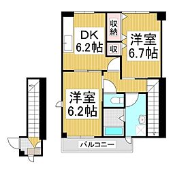 セントラルパーク 2DKの間取図画像
