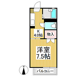 ディアス平林 1Kの間取図画像