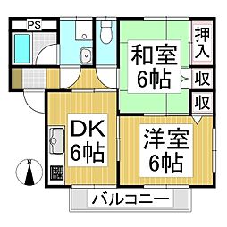 メゾン潤 2DKの間取図画像