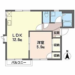 ディアスキタコー・B 1LDKの間取図画像