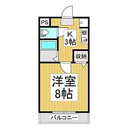 ベルクラント高田 1Kの間取図画像