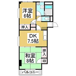 カーサスズキ 2DKの間取図画像