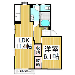 フレグランスドゥリーム 1LDKの間取図画像