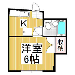 サンライズ 1Kの間取図画像