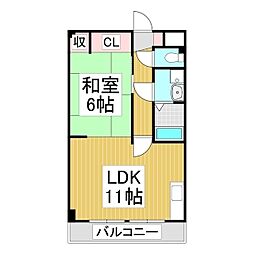 コーポ伝田 1LDKの間取図画像
