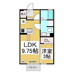 メゾン・ド・ボヌールB 1LDKの間取図画像