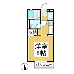 ハイムメゾンLS三輪 A棟 1Kの間取図画像