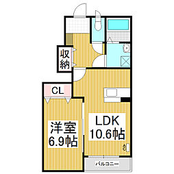 ルミエールM 1LDKの間取図画像