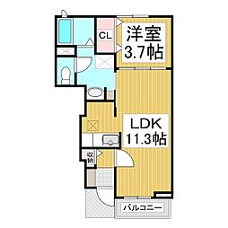 クラールT・O 1LDKの間取図画像