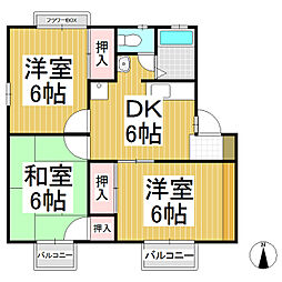 塩入ハイツ 1階3DKの間取り