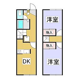 レオパレストゥロイメ 1階2DKの間取り