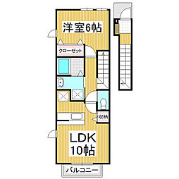 デフィサイトー 2階1LDKの間取り