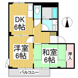 ペーシュメゾン 1階2DKの間取り
