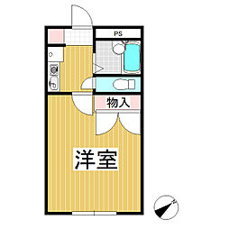 レオパレスアンジャベル 1階1Kの間取り